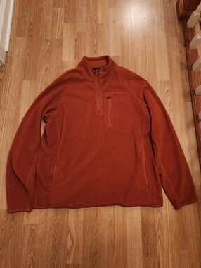 Field & Stream 1/4 Zip Fleece Pullover Pockets Burnt Orange Large